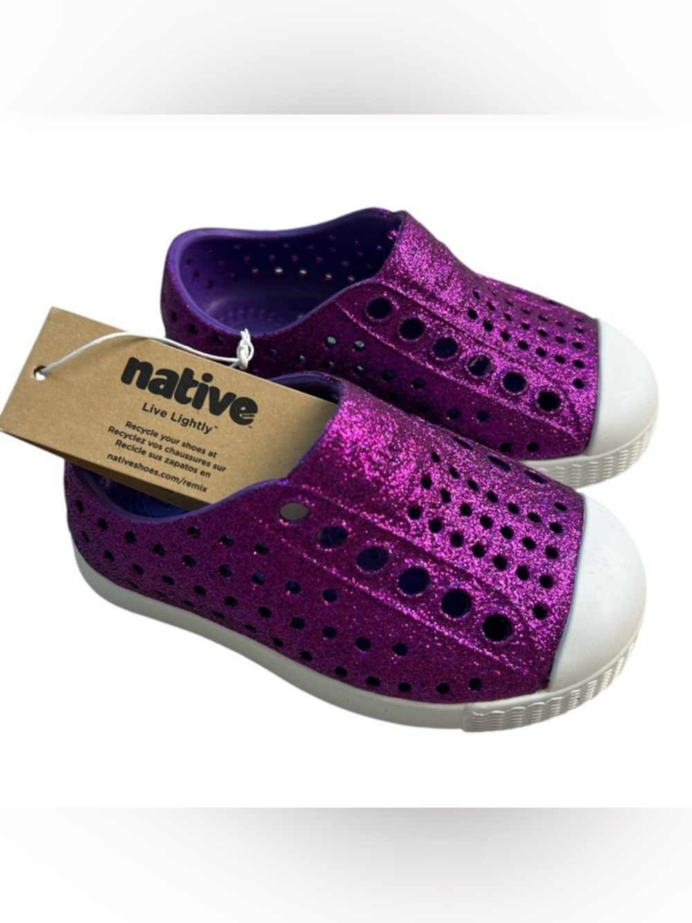 Native Jefferson NEW Starfish Bling Purple Sparkly Summer Shoes Size C4 (T4)